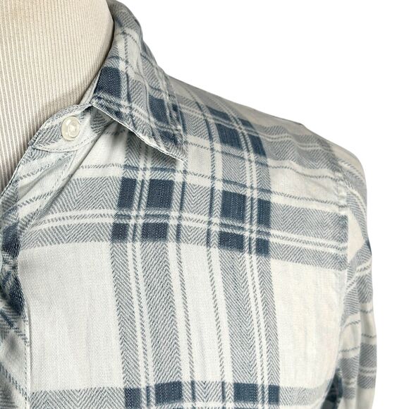 Rails Flannel Shirt Women’s Small White & Pale Blue Plaid Button Up Light - Picture 3 of 10